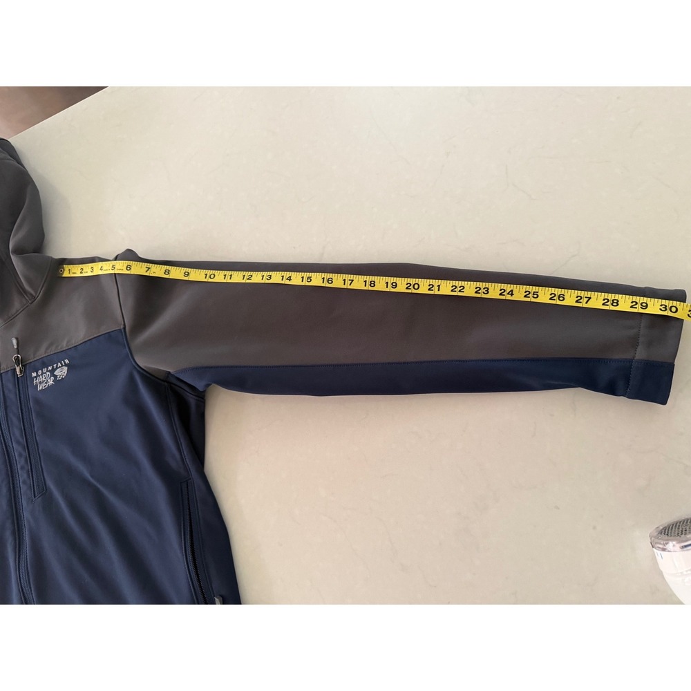 Mountain Hardwear Mens Softshell Hoodie Full Zip Jacket Blue Grey Large - Picture 13 of 13